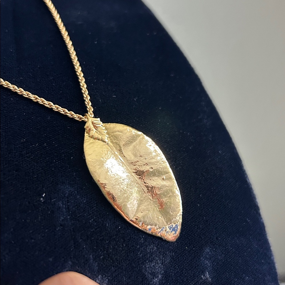 24k Gold Dipped Hawaiian Maile Leaf Necklace - image 3